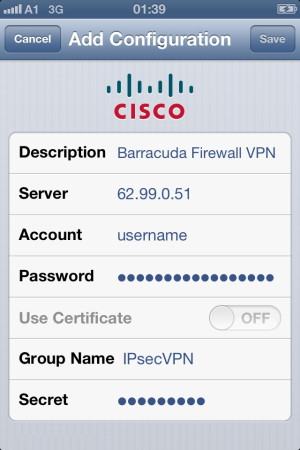 How to Configure the Apple iOS VPN Client for IPsec Shared Key VPN