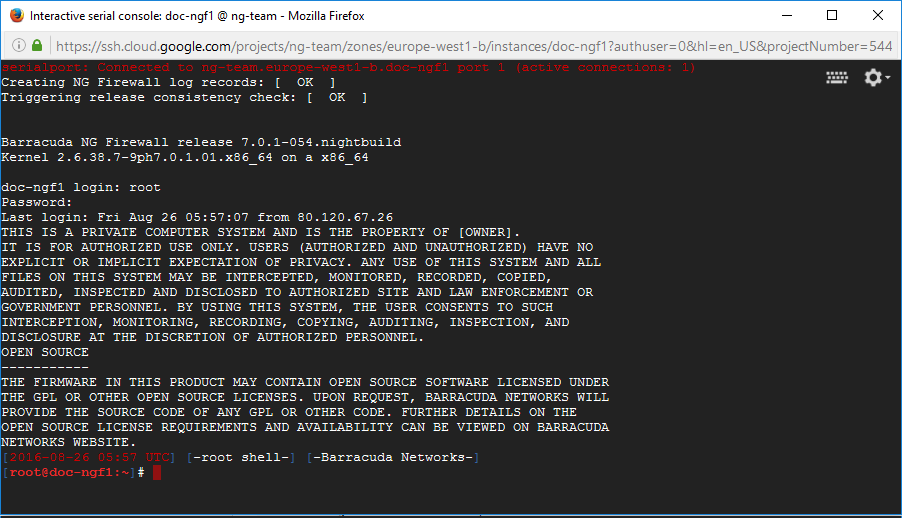 How to Access the Serial Console on the CloudGen Firewall in the Google Cloud Barracuda Campus