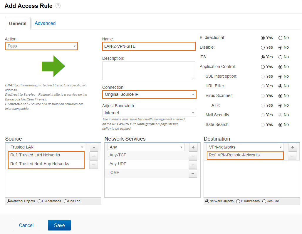 How to Create Access Rules for Site-to-Site VPN Access | Barracuda Campus