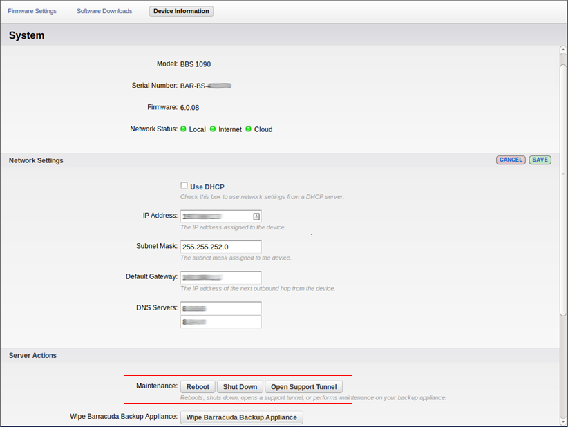 System Page Barracuda Campus