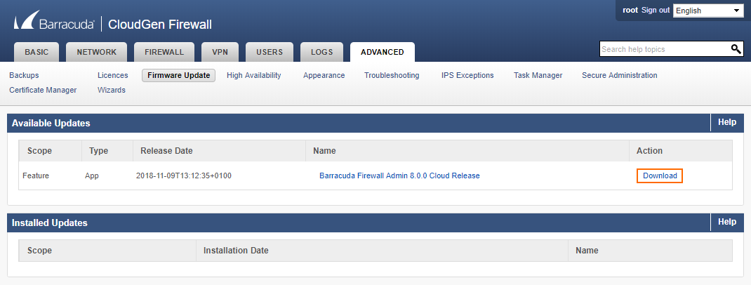 Web Interface Firmware Update Page | Barracuda Campus