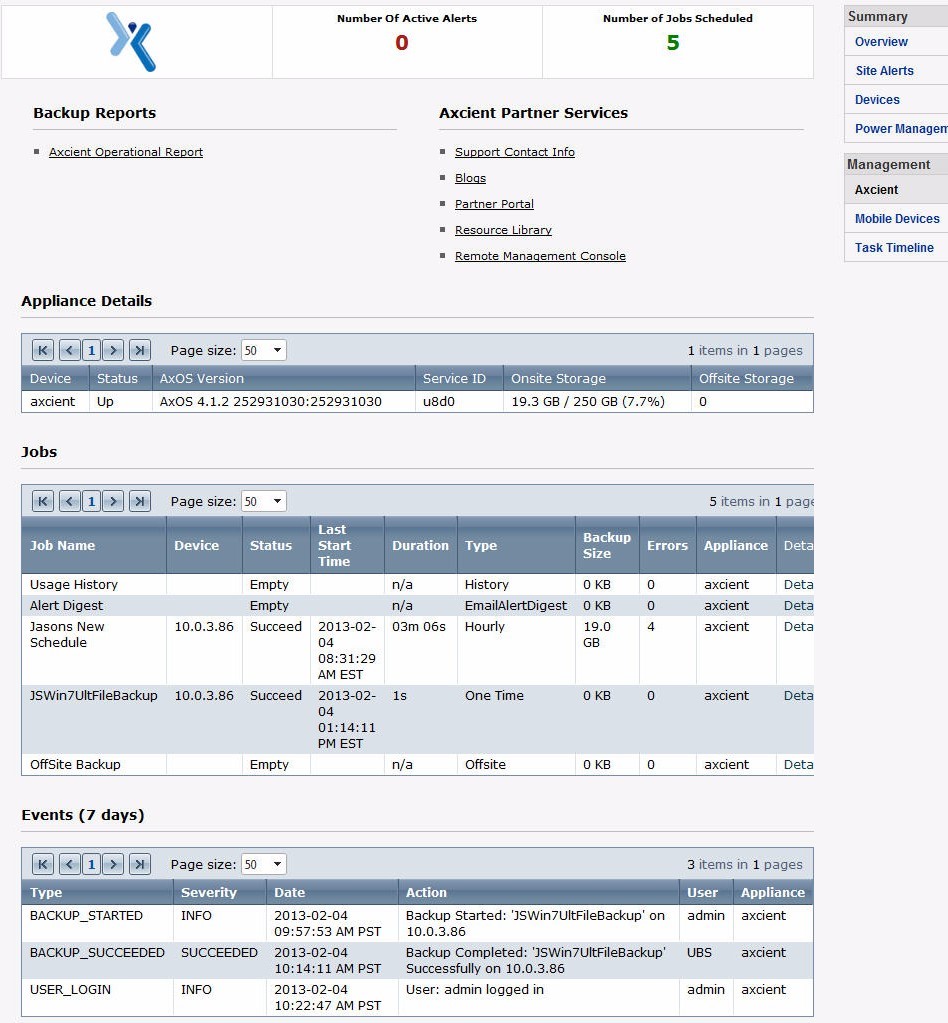 Viewing the Axcient Dashboards Barracuda Campus