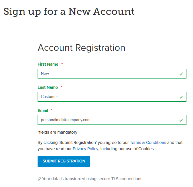 Sign up for a new account